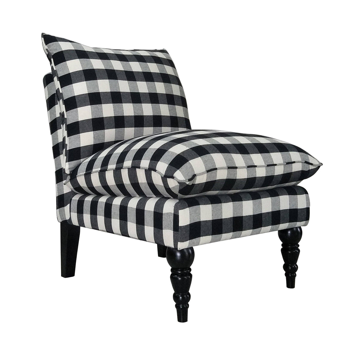 Sasha Slipper Chair in Black White Buffalo Check Plaid Uphol