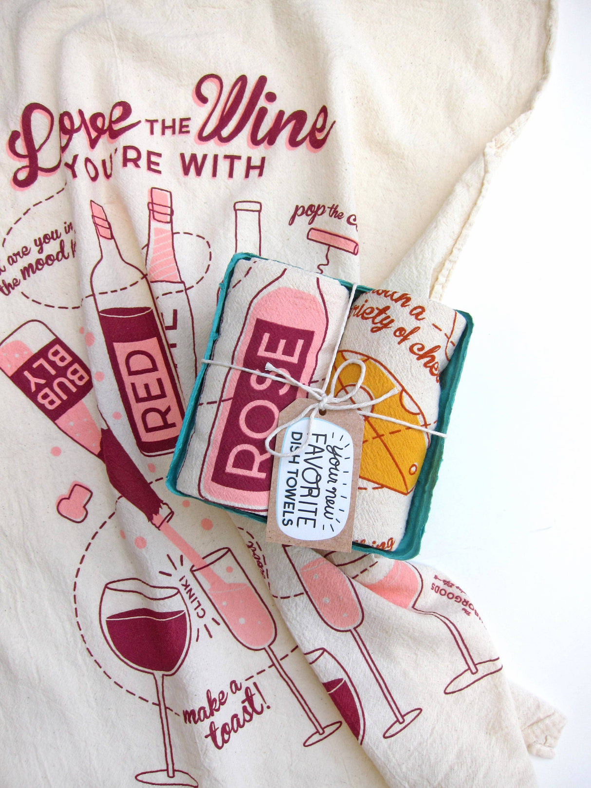 PERFECT PAIRING (Wine, Cheese) - Tea Towel Set of 2