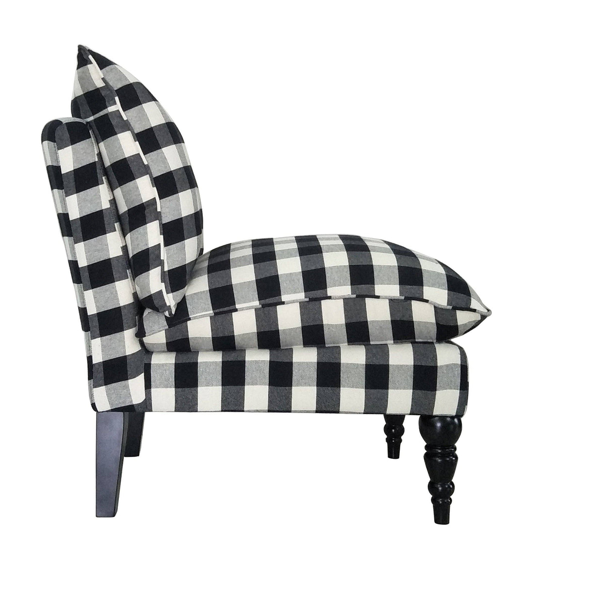 Sasha Slipper Chair in Black White Buffalo Check Plaid Uphol