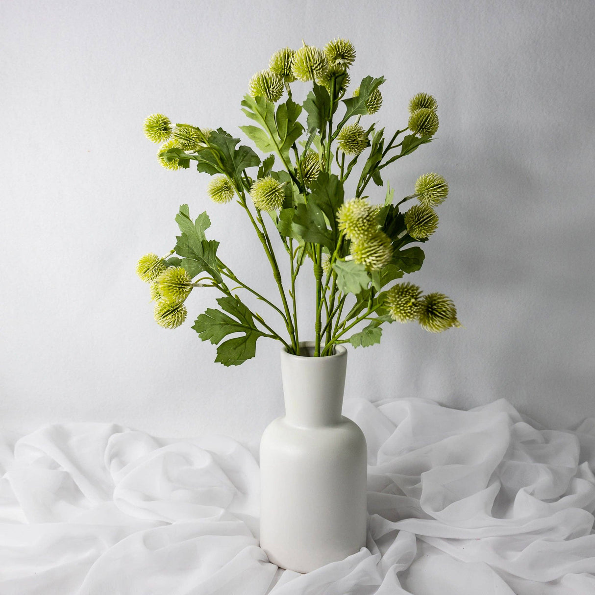White Pom Pom Spray - Realistic Artificial Flowers