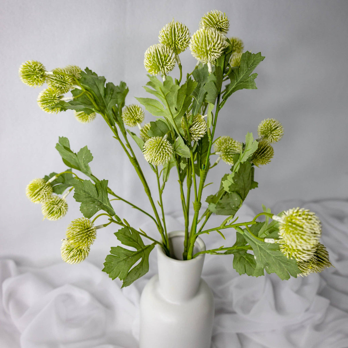 White Pom Pom Spray - Realistic Artificial Flowers