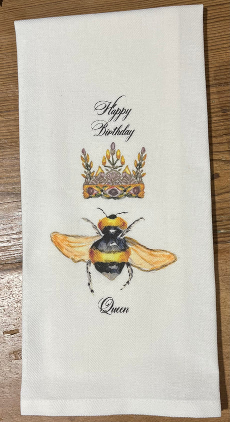 Happy Birthday Queen Tea Towel
