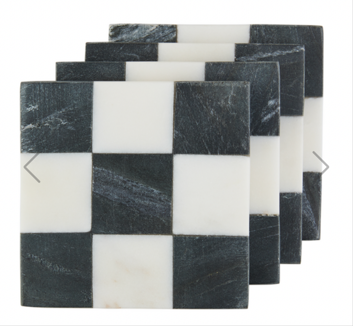 SQUARE CHECKERED COASTER SET