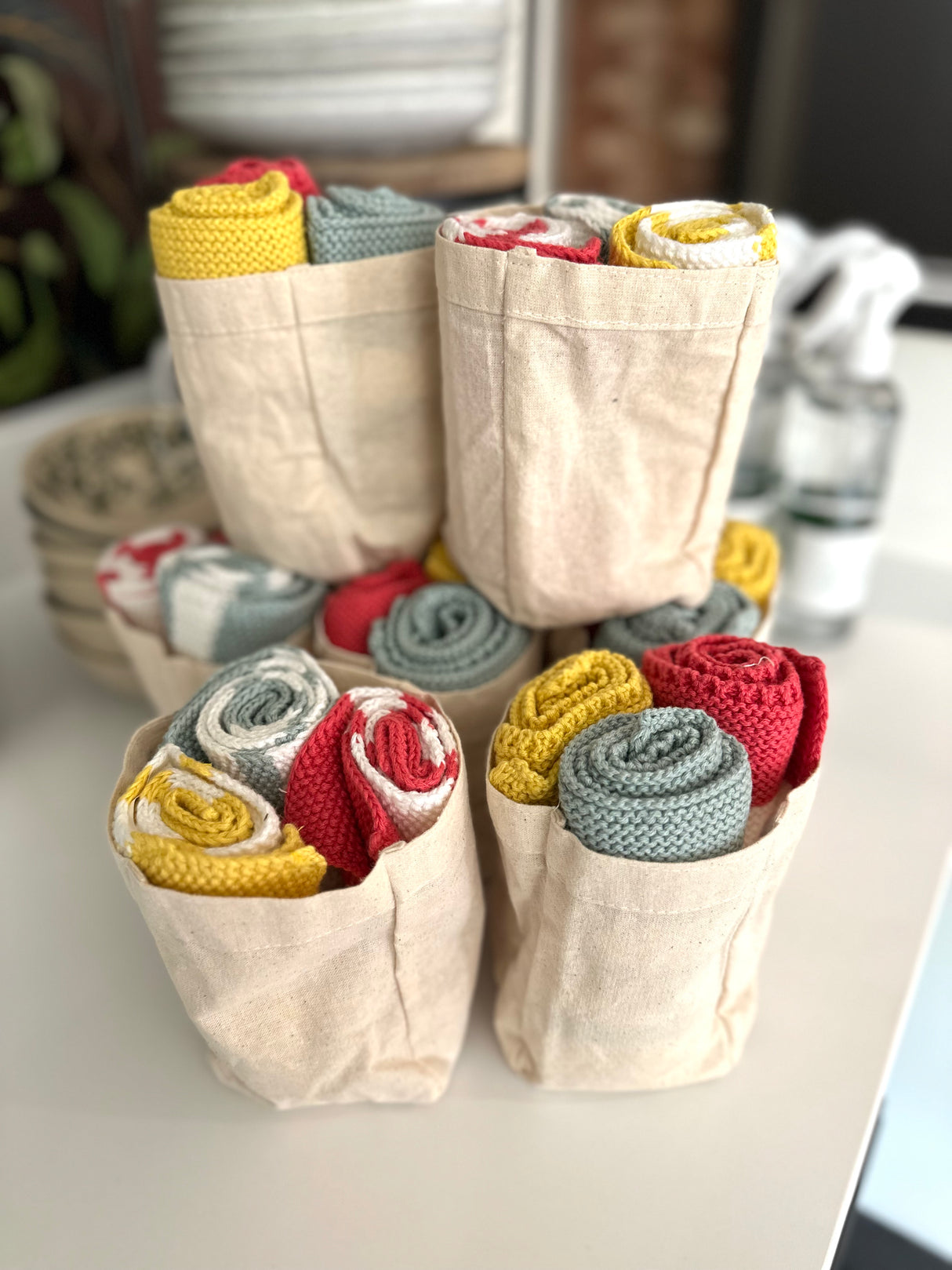 Set of 3 Square Cotton Dish Cloths