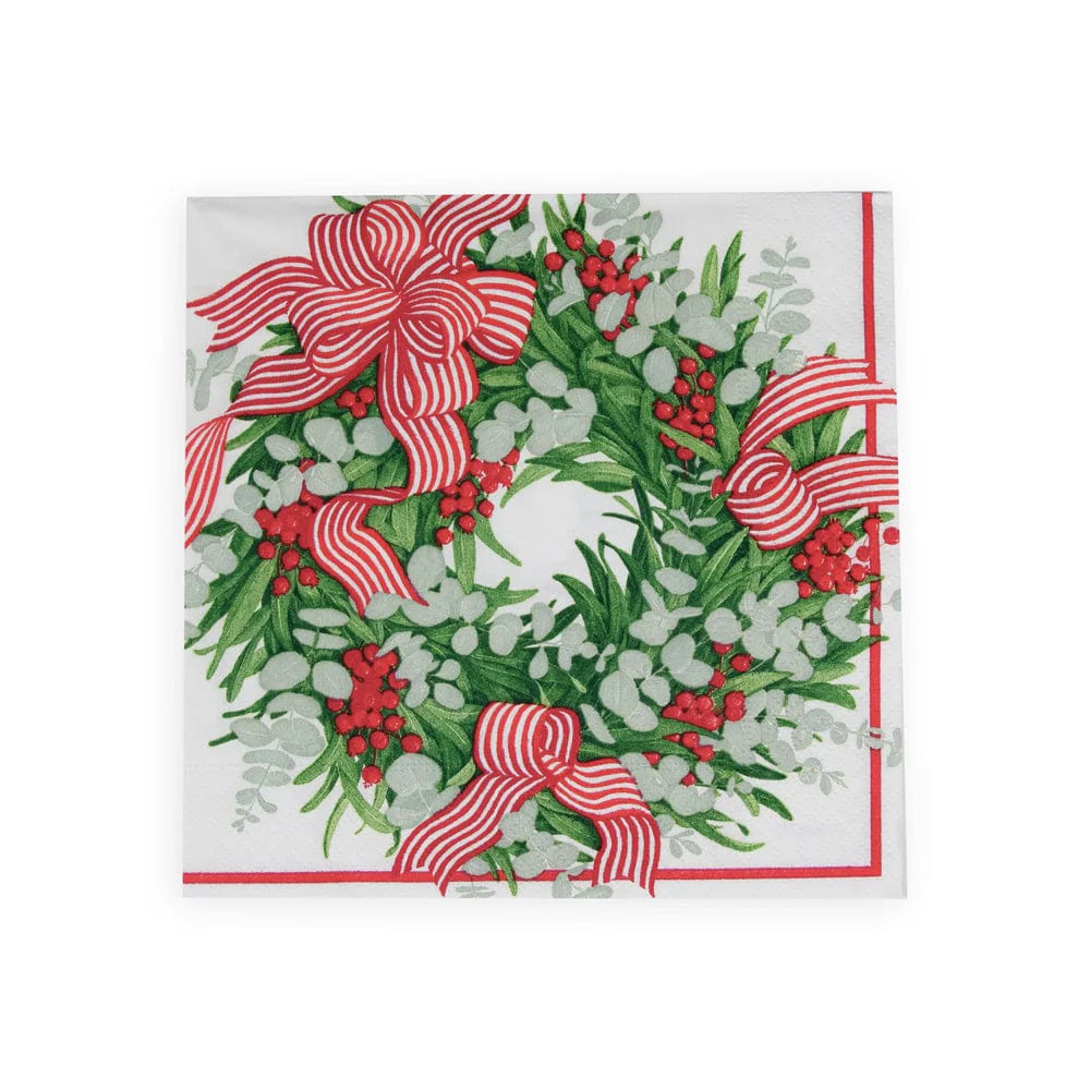 Ribbon Stripe Wreath Luncheon Napkins