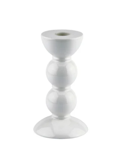 Medium White Bobbin Candlestick - 14CM