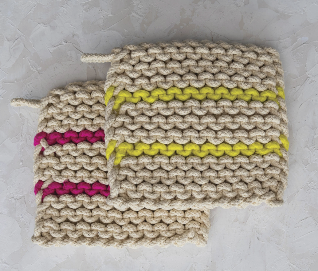 Neon Stripes Pot Holder