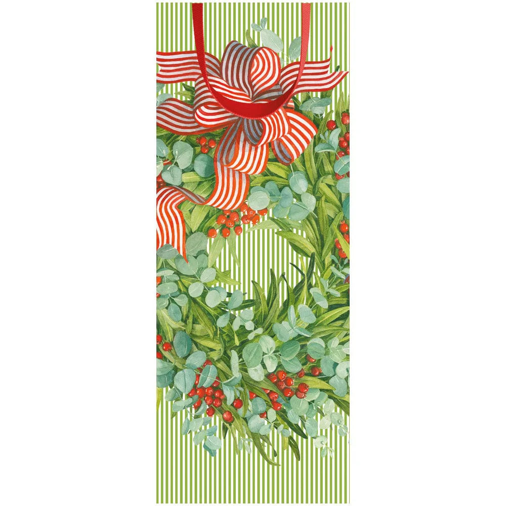 Ribbon Stripe Wreath Wine & Bottle Gift Bag
