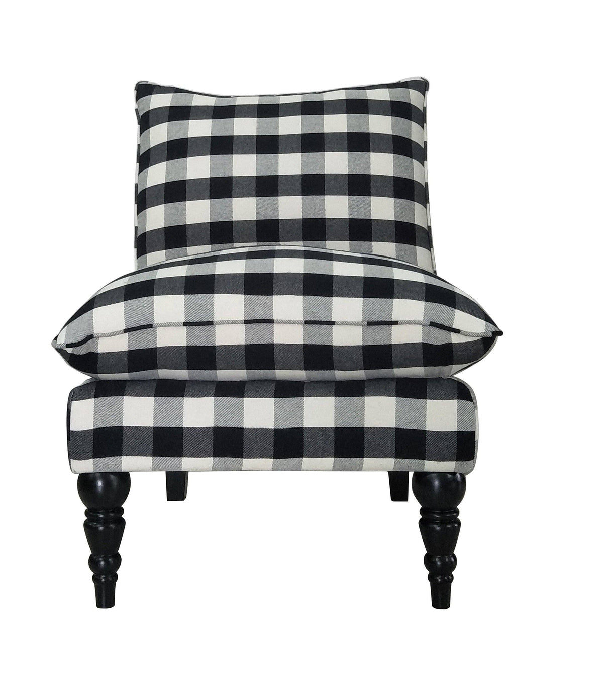 Sasha Slipper Chair in Black White Buffalo Check Plaid Uphol
