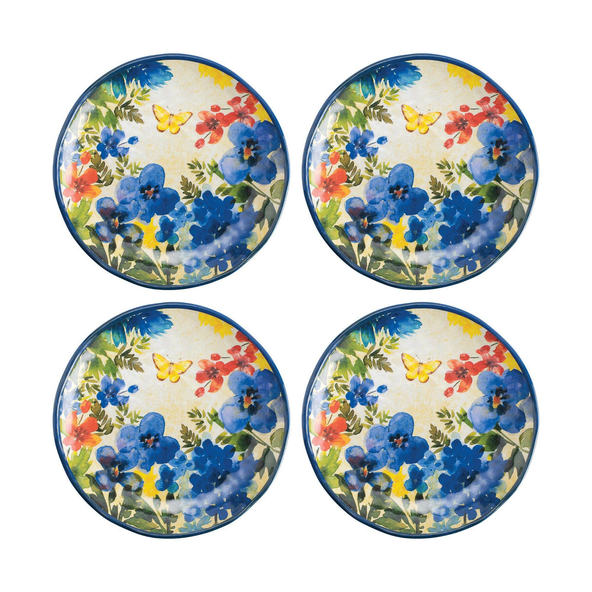 Butterfly Floral 6" Melamine Plate Set of 4