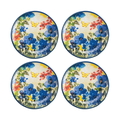 Butterfly Floral 6" Melamine Plate Set of 4