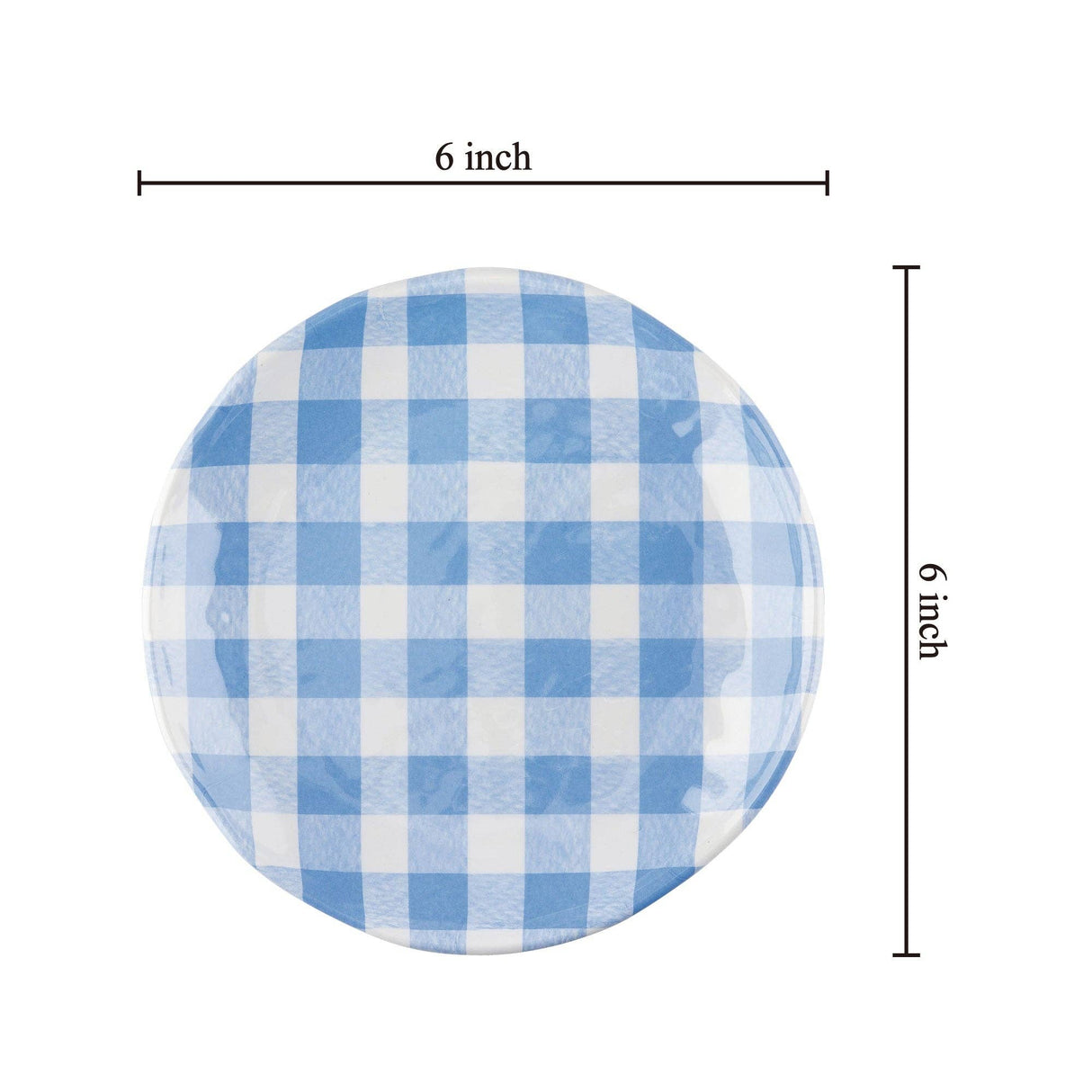 Gingham 6" Melamine Plates, Blue Set of 4
