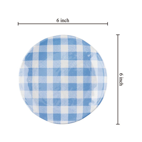 Gingham 6" Melamine Plates, Blue Set of 4
