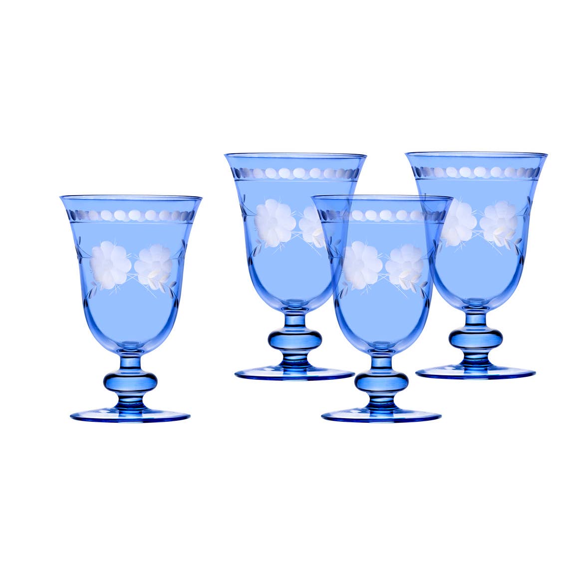 Set of Four Belle Fleur Goblet Blue