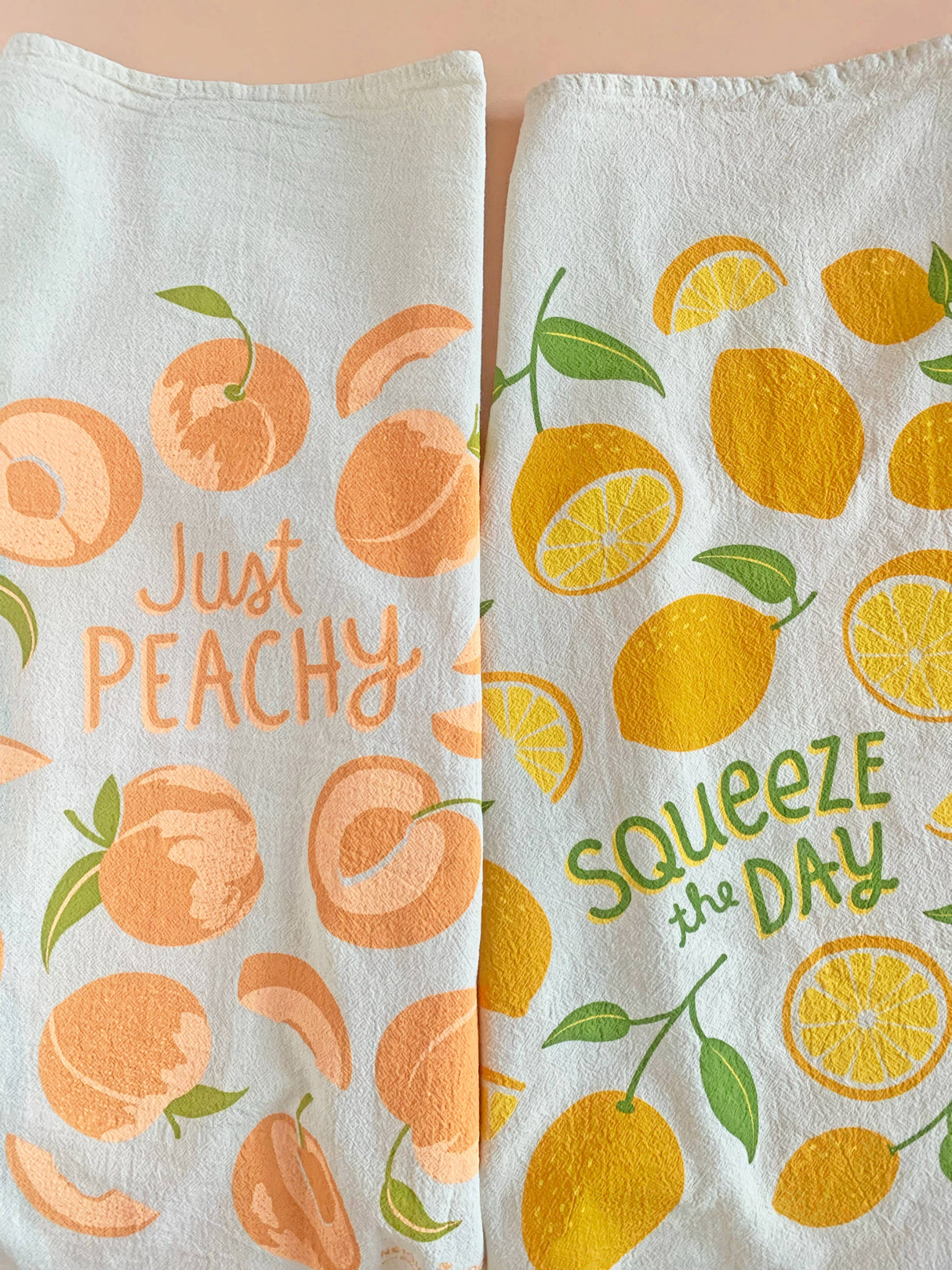 PEACH TART (Peach, Lemon) - Tea Towel Set of 2