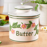 Hand Painted Floral Butter Crock