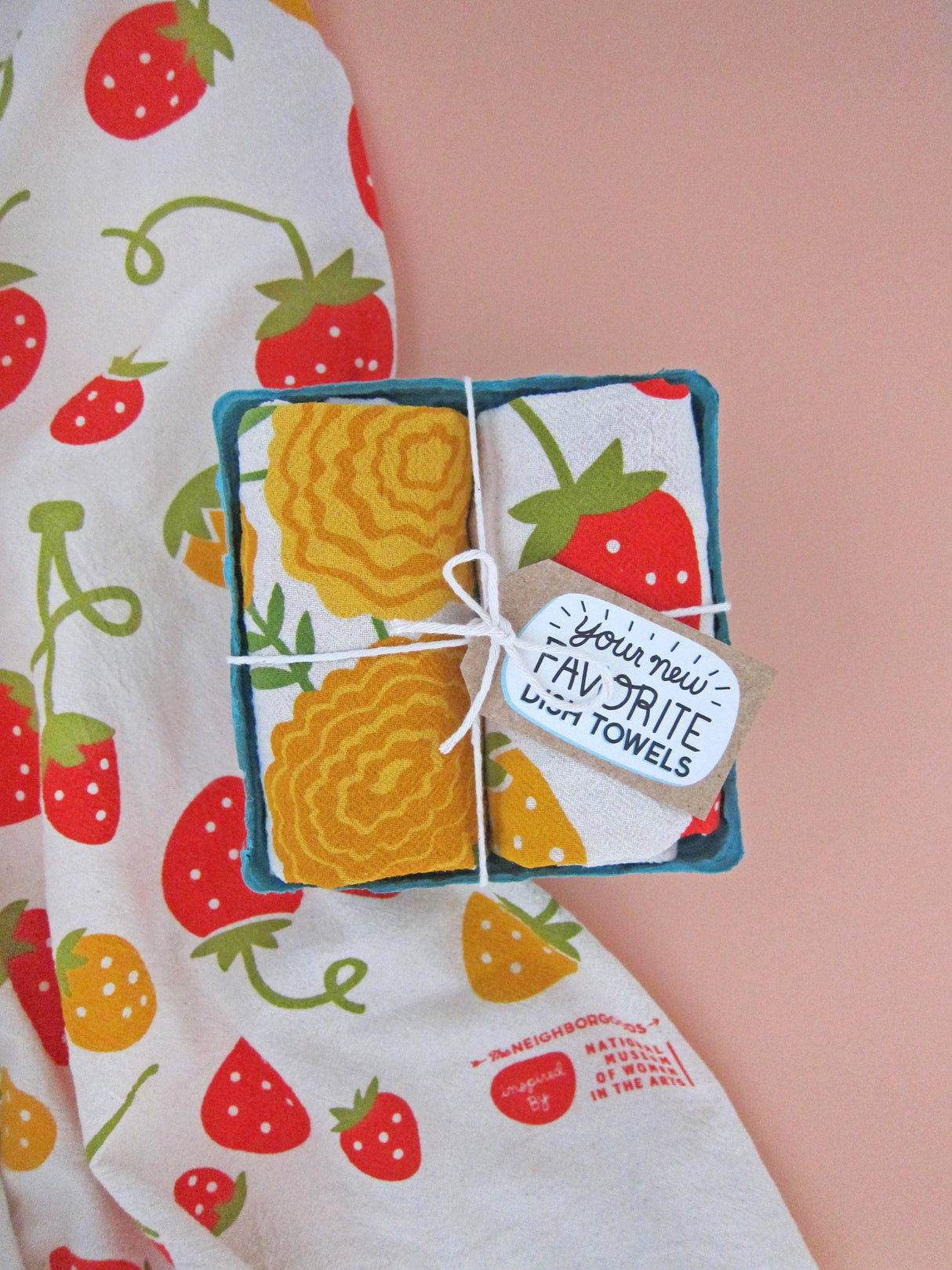 MARI BERRY (Marigold, Strawberry) - Tea Towel Set of 2