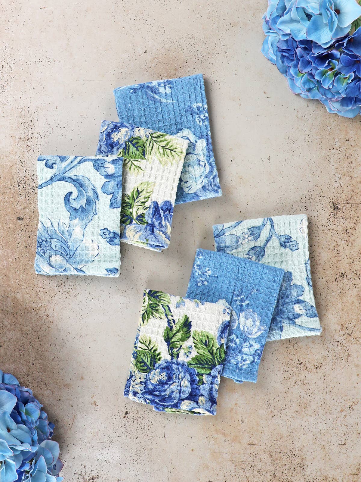 Washed Blue Patchwork Tiny Towel Bundle
