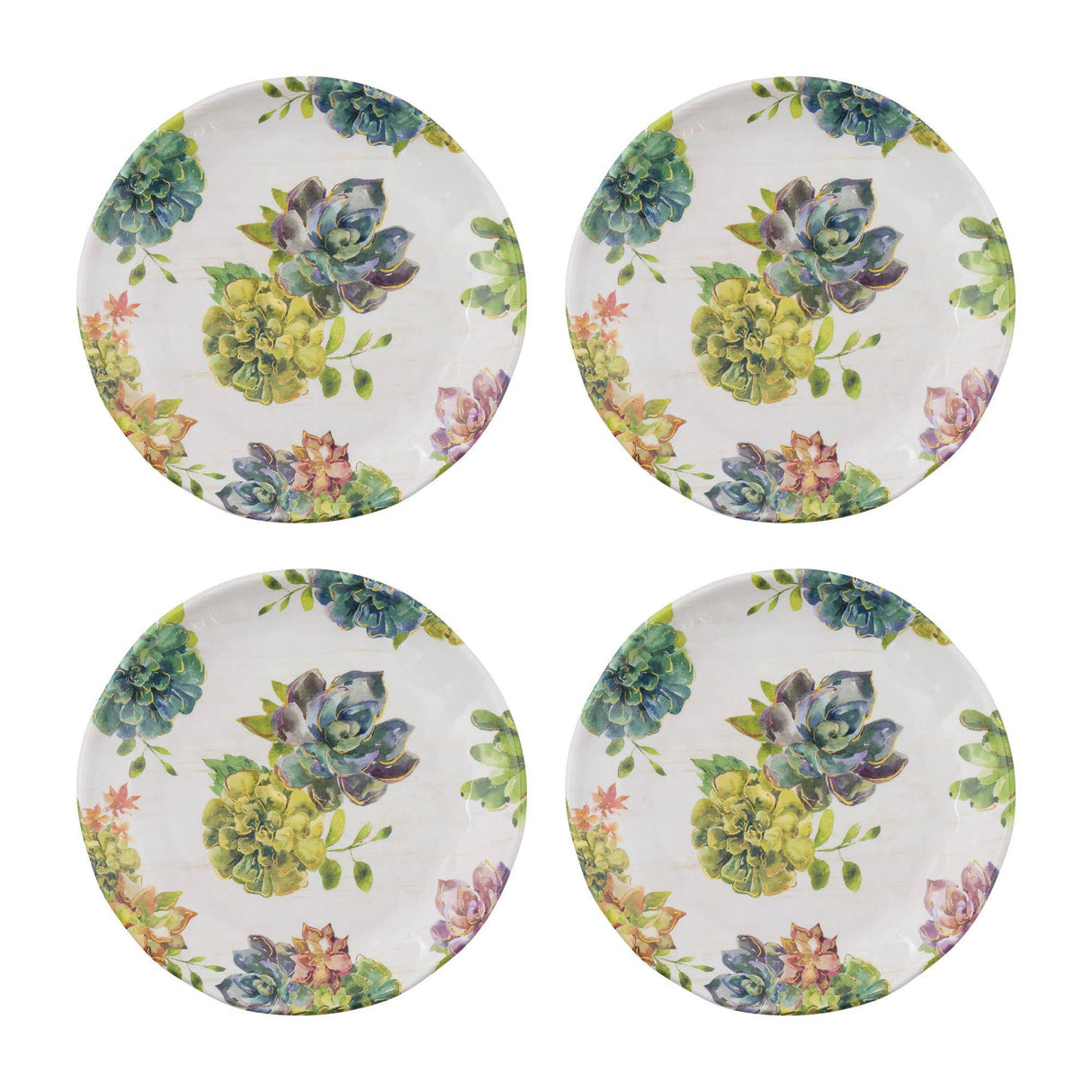 Succulents 6" Melamine Plate Set of 4