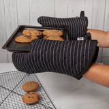 Superior Black Pinstripe Oven Mitt