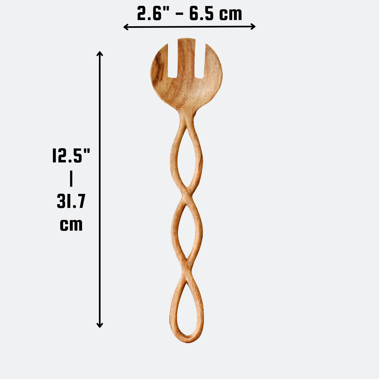 Twisted Handle Wooden Salad Spoon - 12.5" -