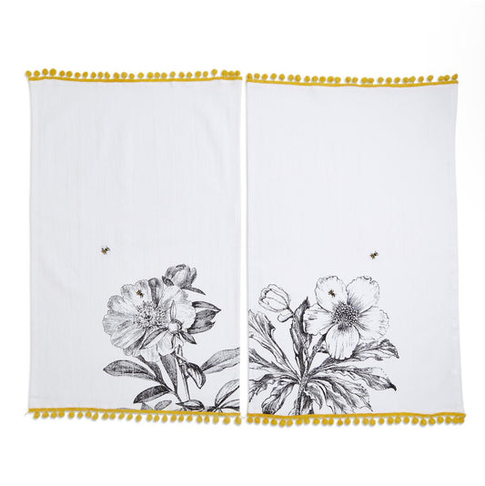 Honey Bee Embroidered Dish Towel