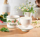 Hand Painted Floral Butter Crock