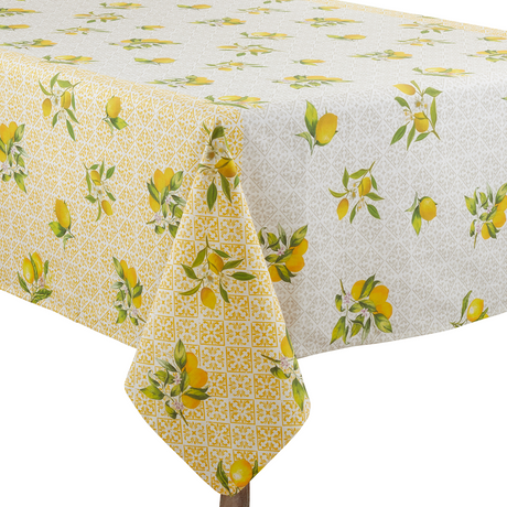 Lemon And Block Print Tablecloth
