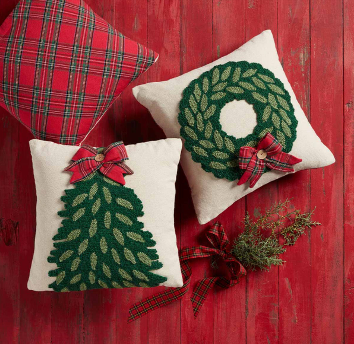 Tree Tartan Hook Wool Pillow