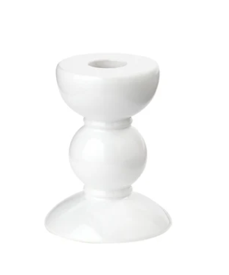 Small White Bobbin Candlestick - 10CM