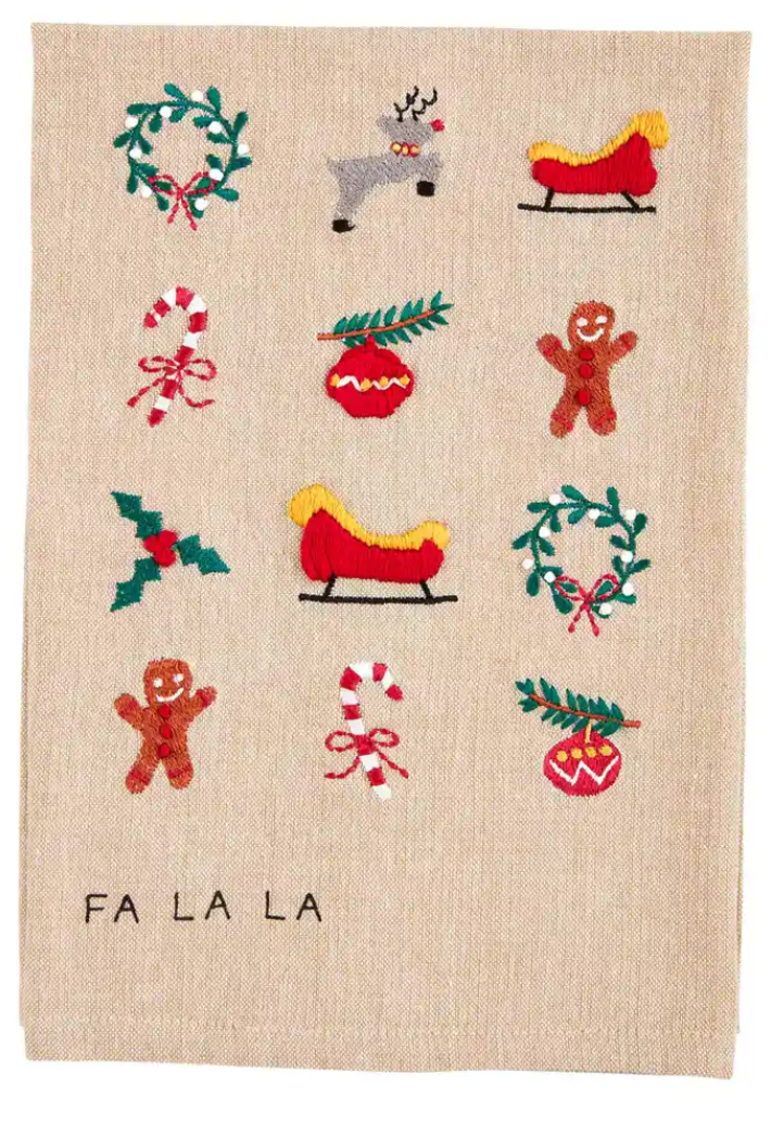 Icons Embroidered Christmas Towel