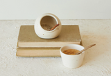 Stoneware Salt Cellar w/Mango Wood Spoon