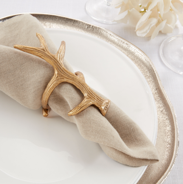 Antler Napkin Ring - Set of 4 - Gold