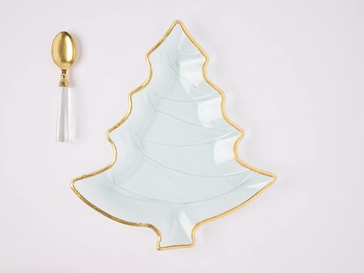 Gold Edge Glass Tree Platter