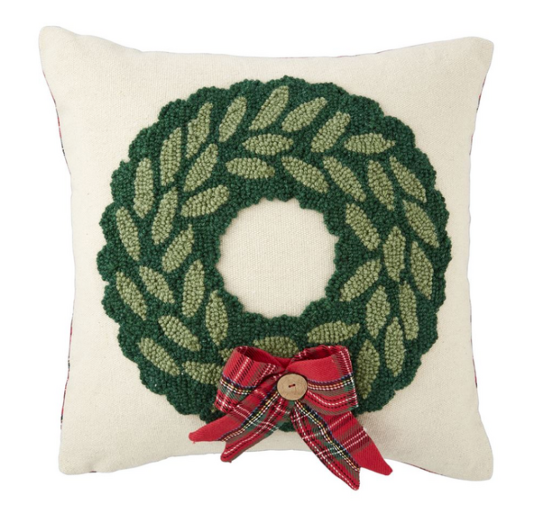 TARTAN WREATH HOOKED PILLOW