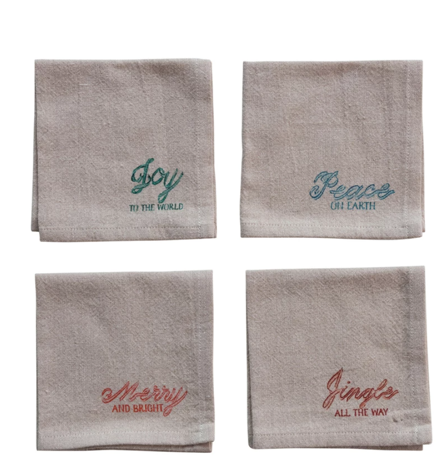 Cottom Chambray Cocktail Napkins, Set of 4