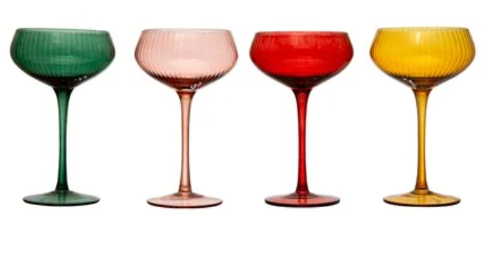 Stemmed Champagne Coupe Glass, Set of 4