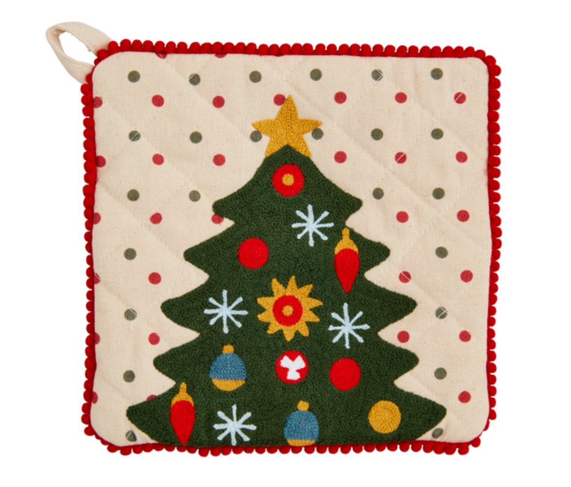 TREE EMBROIDERED CHRISTMAS POT HOLDER