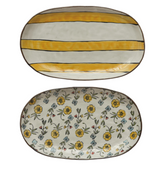 Florals and Stripes Stoneware Platter