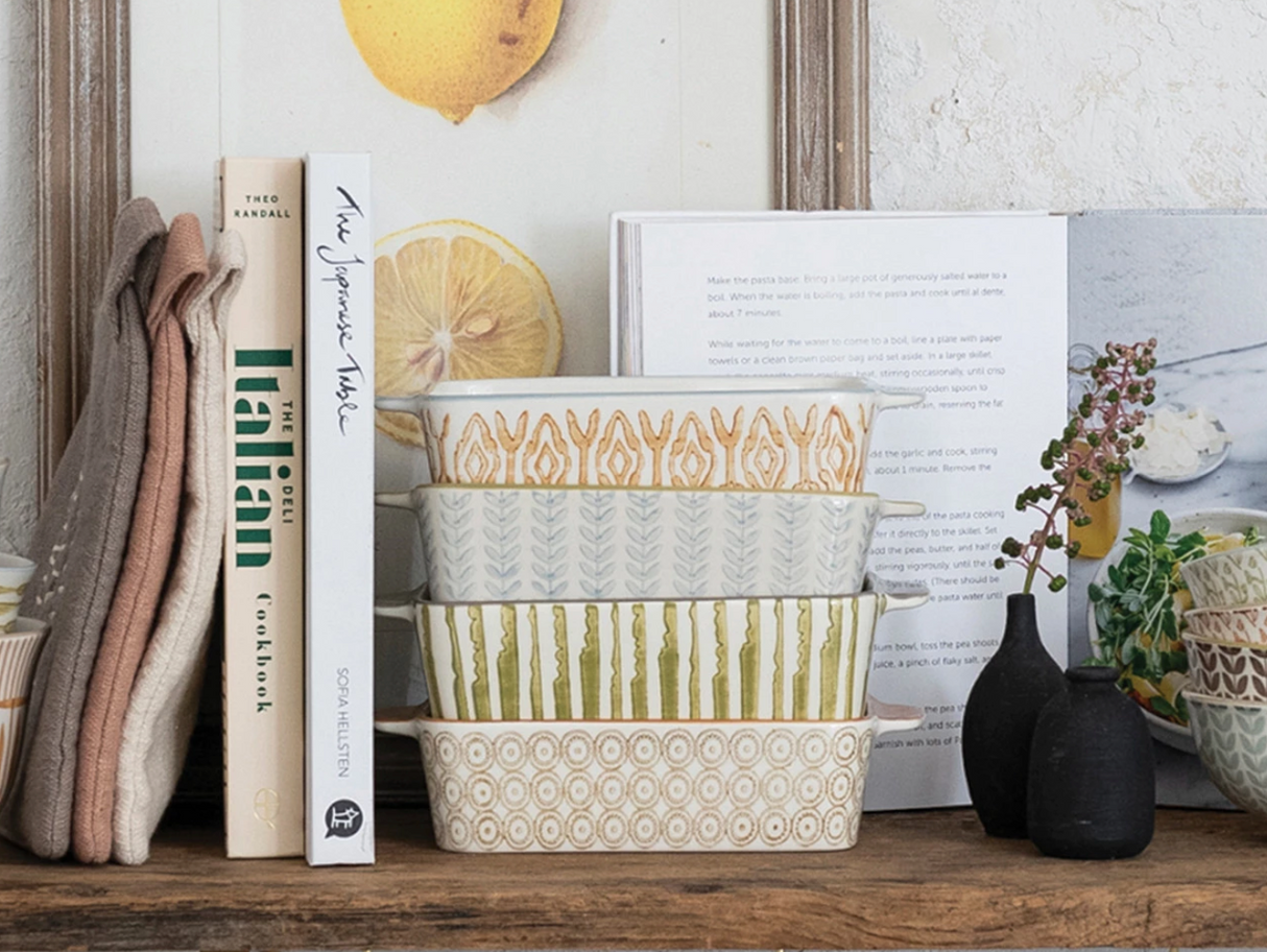 Hand-Stamped Stoneware Baker