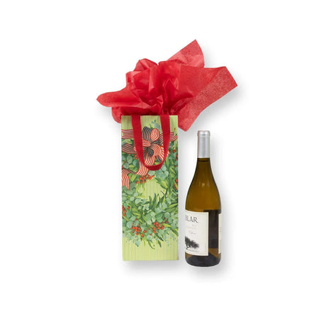 Ribbon Stripe Wreath Wine & Bottle Gift Bag