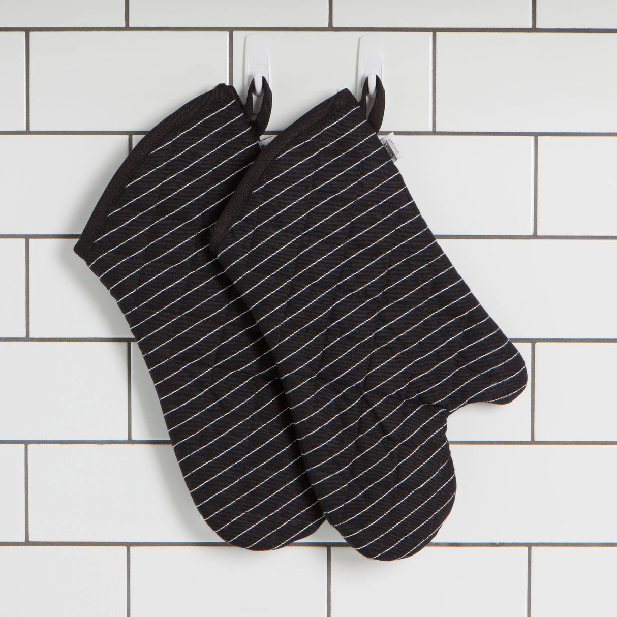 Superior Black Pinstripe Oven Mitt