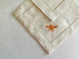 Embroidered Bee Linen Coasters, set of four