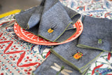 Insect Embroidery Linen Chambray Cloth Napkins, set of four