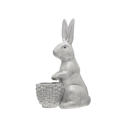 Stoneware Rabbit With Embossed Planter