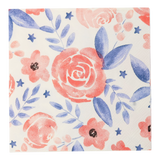 PLNP358 - Red and Blue Watercolor Floral Paper Cocktail Napkin