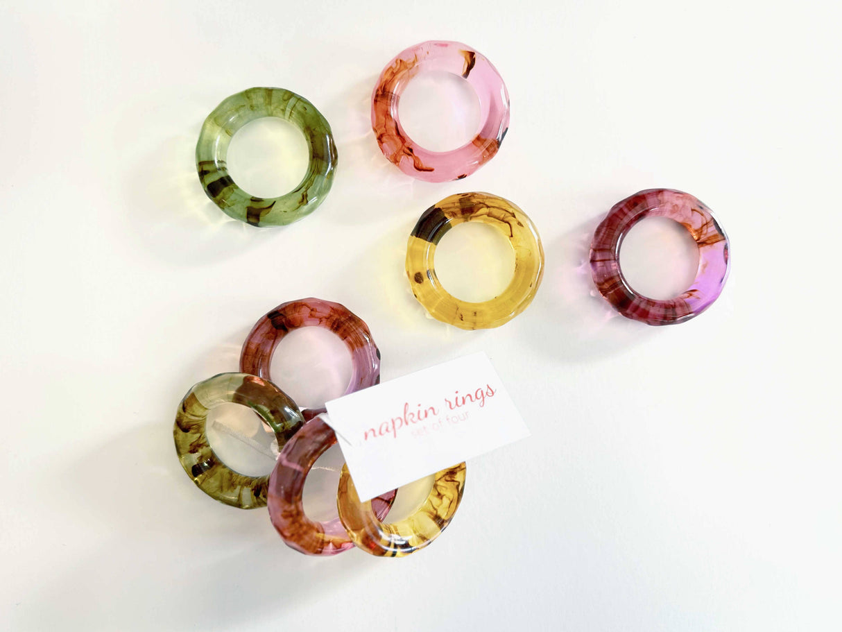 Summer Gemstone Napkin Rings, set of four