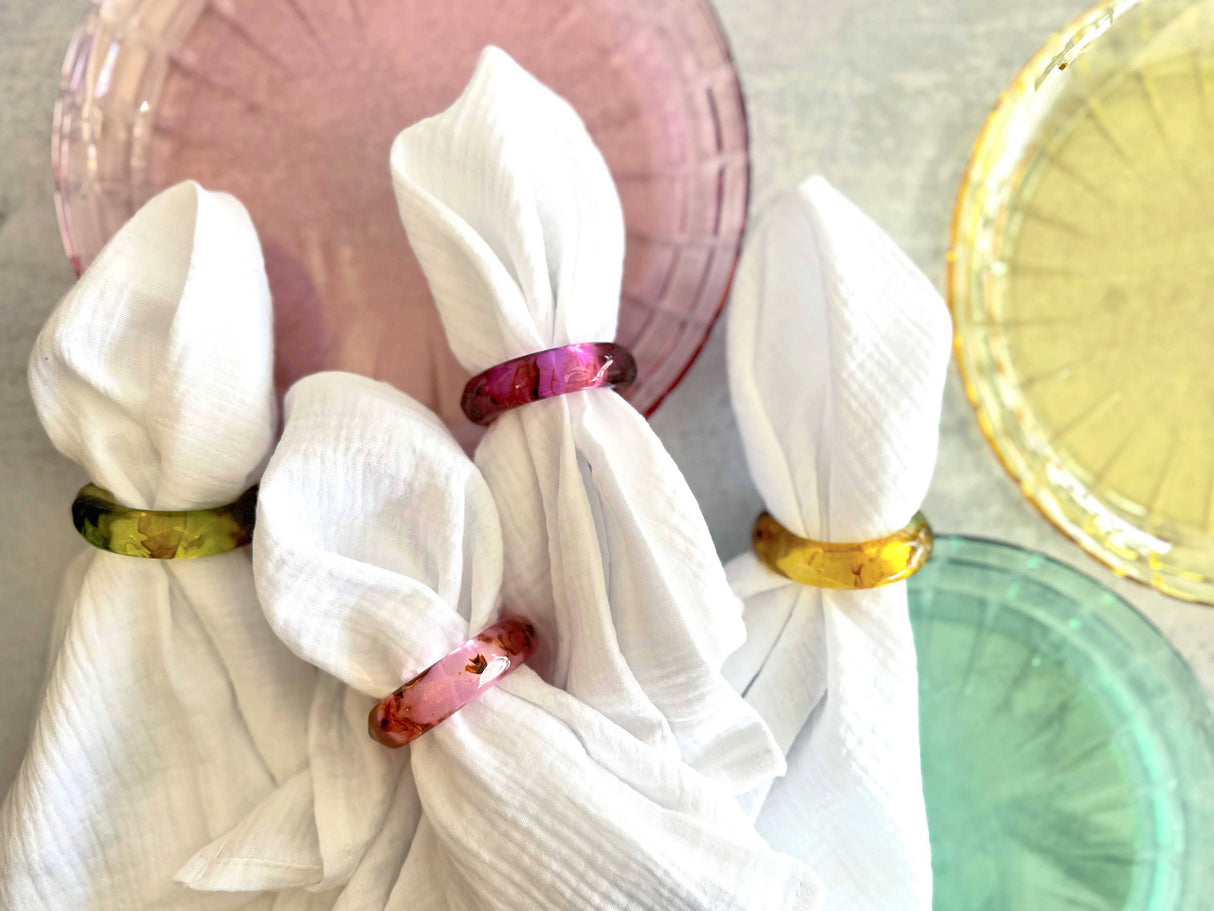 Summer Gemstone Napkin Rings, set of four