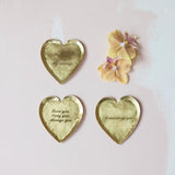 Decorative Hammered Brass Heart Shaped Dish With 3 Sayings